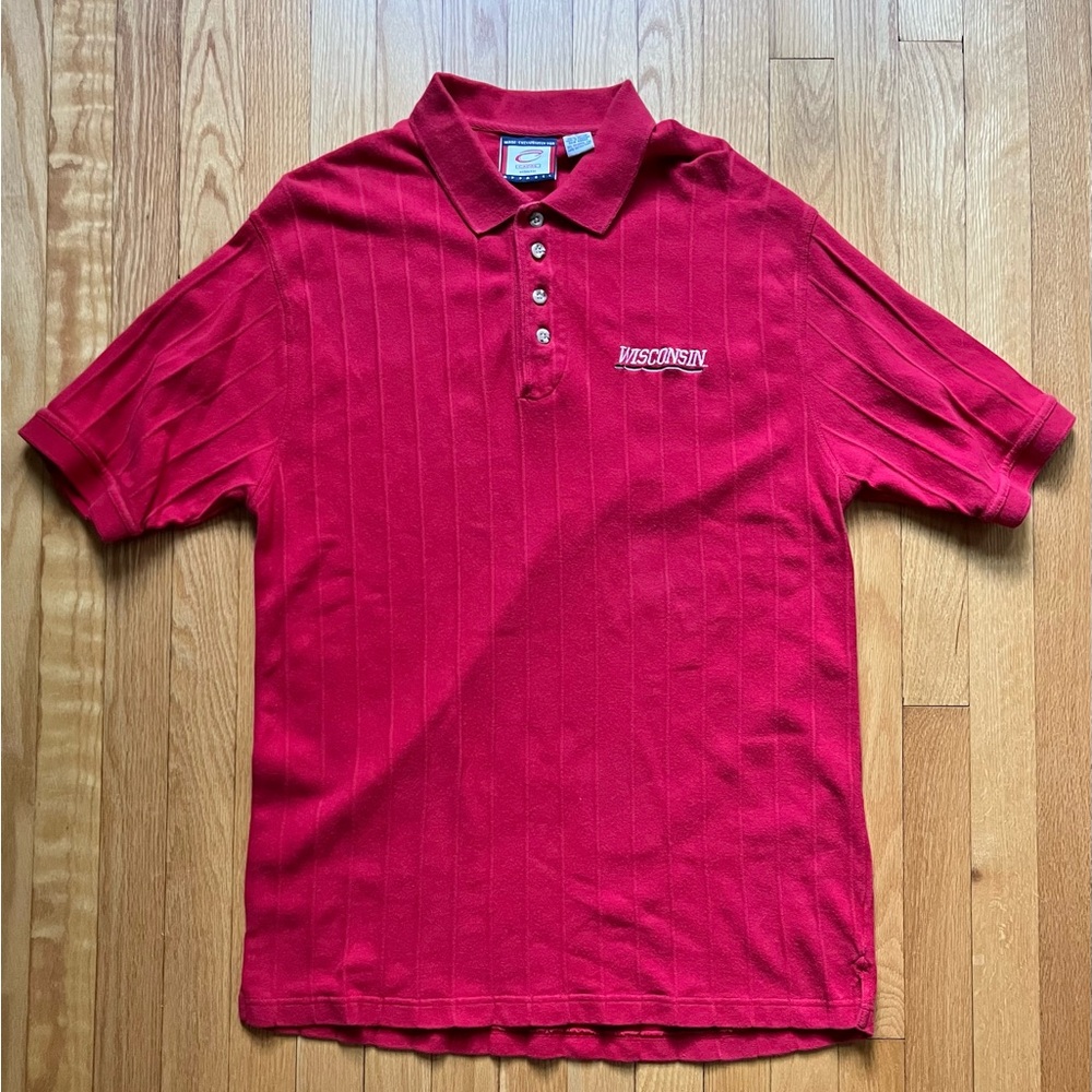 Vintage Wisconsin Badgers Cadre Athletic Men’s Polo Shirt Large Red Stitched